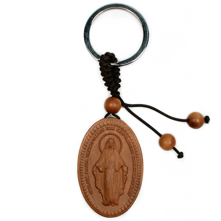 가톨릭 천주교 성물 열쇠고리-대추목조각(은혜성모)